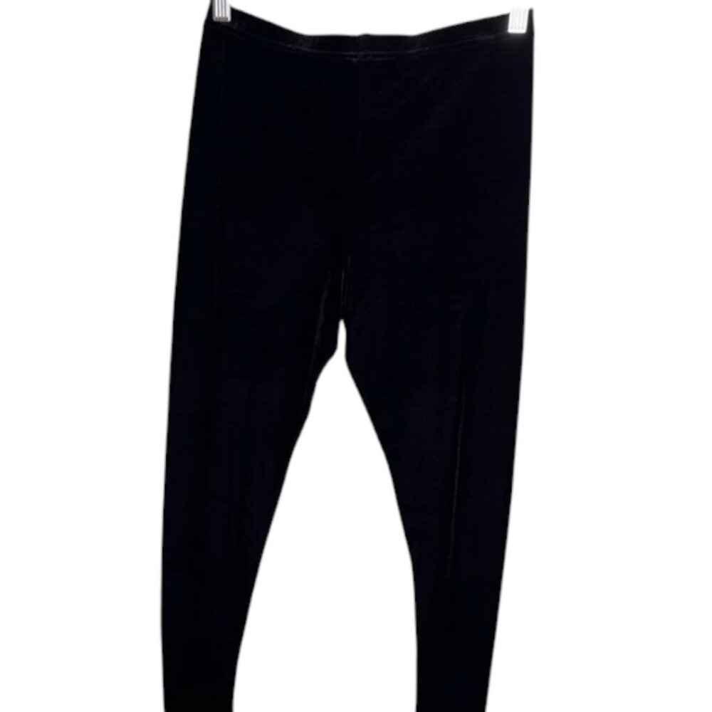 Sno Skins Black Plush Velvet Leggings Stretch Pull On Size M